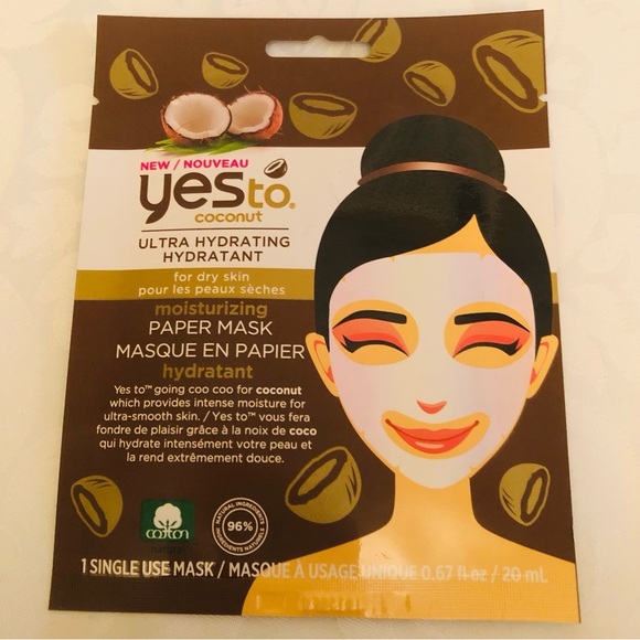 👀4/$25 Yes to Coconut Moisturizing & Cucumbers Calming Paper Mask - Picture 2 of 9